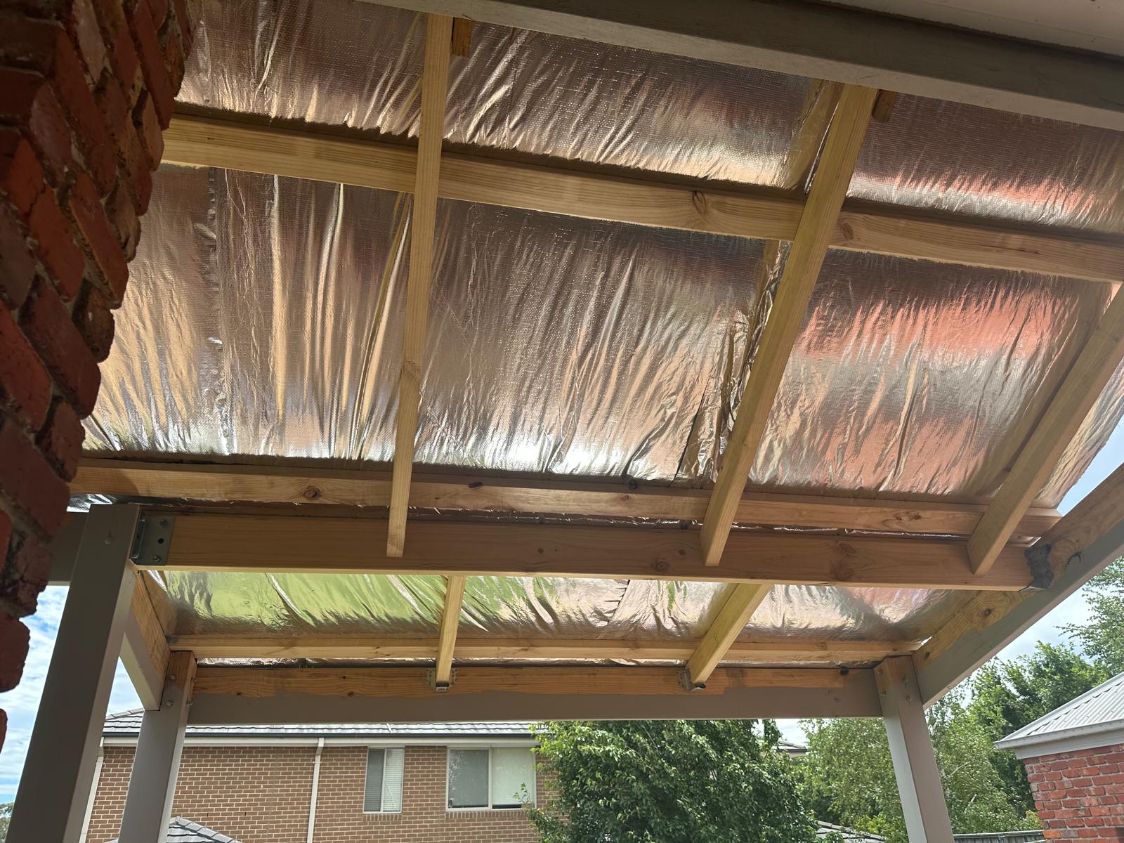 Pergola rafter and batten installation with sarking